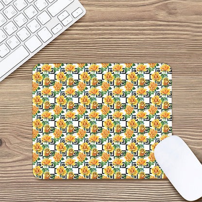 Yellow Watercolor Rose Print Mouse Pad