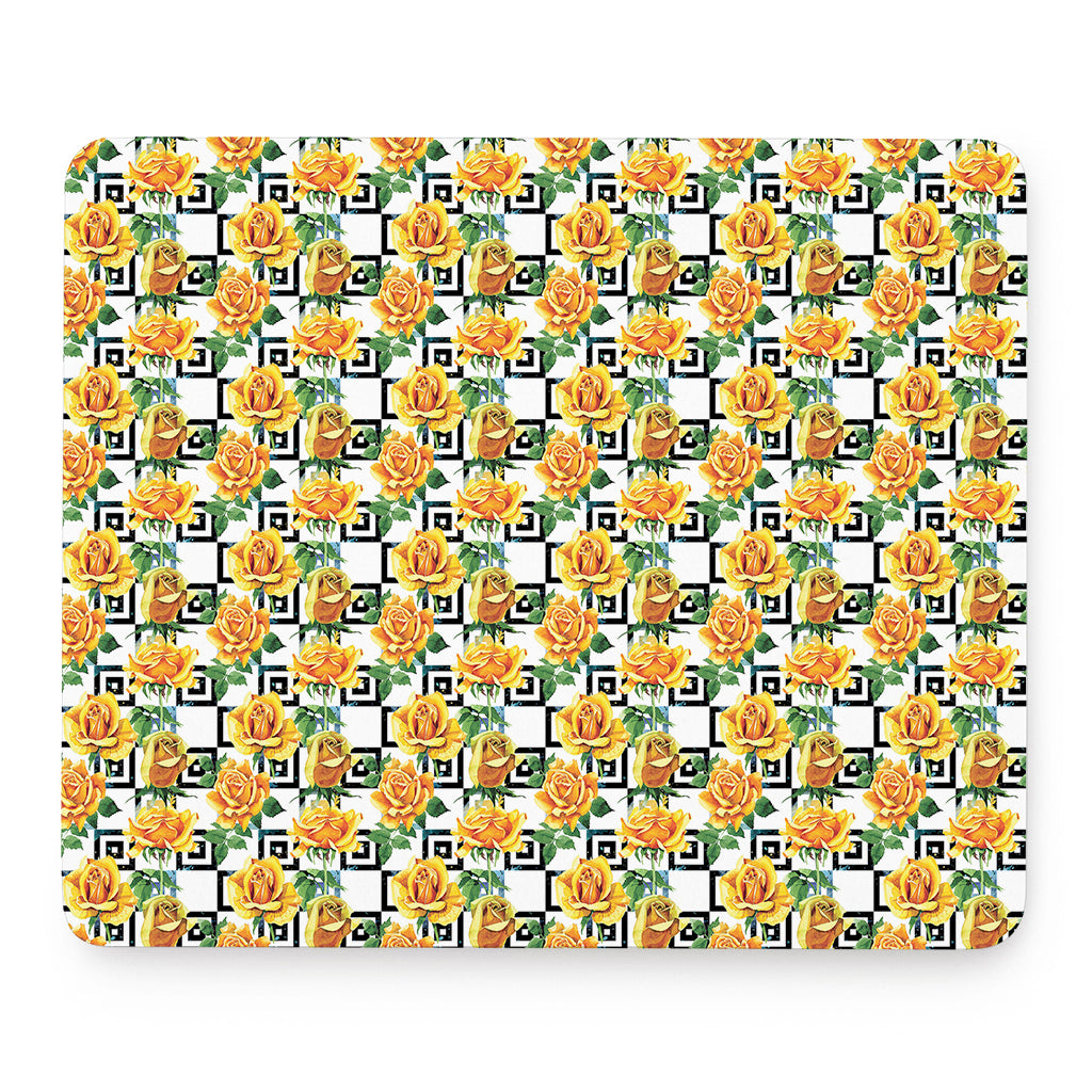 Yellow Watercolor Rose Print Mouse Pad