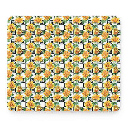 Yellow Watercolor Rose Print Mouse Pad