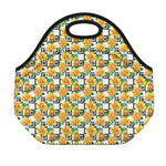 Yellow Watercolor Rose Print Neoprene Lunch Bag
