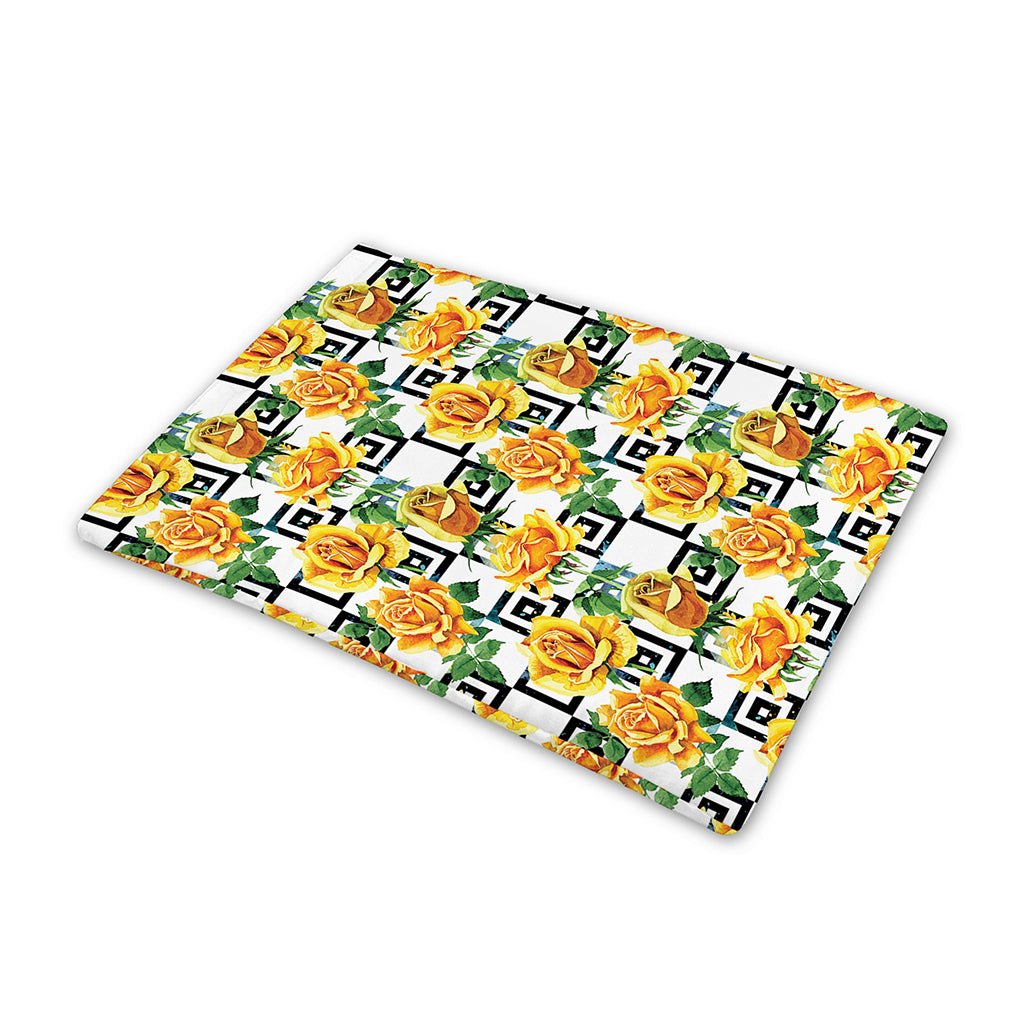 Yellow Watercolor Rose Print Pet Cooling Mat Cover