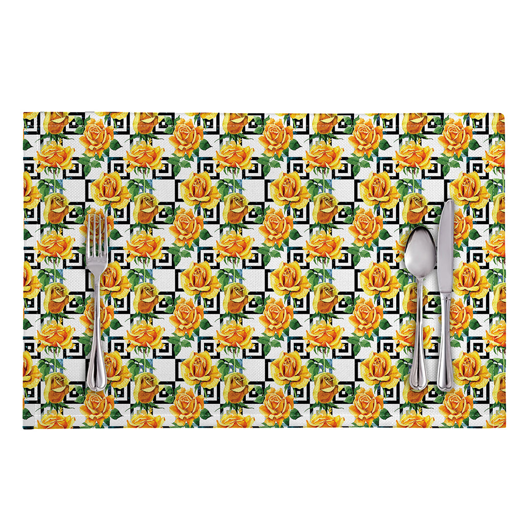 Yellow Watercolor Rose Print Placemat