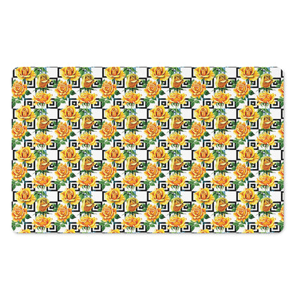 Yellow Watercolor Rose Print Polyester Doormat