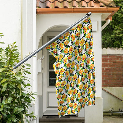 Yellow Watercolor Rose Print Polyester Flag