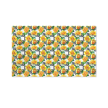 Yellow Watercolor Rose Print Polyester Flag