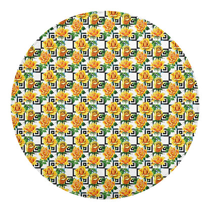 Yellow Watercolor Rose Print Round Blanket