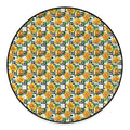 Yellow Watercolor Rose Print Round Floor Mat
