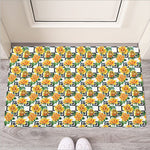 Yellow Watercolor Rose Print Rubber Doormat