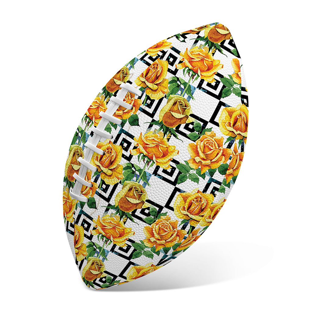 Yellow Watercolor Rose Print Rugby Ball