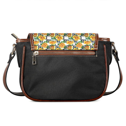 Yellow Watercolor Rose Print Saddle Bag