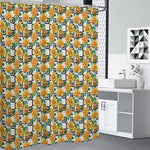 Yellow Watercolor Rose Print Shower Curtain