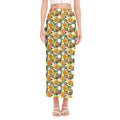 Yellow Watercolor Rose Print Side Slit Maxi Skirt