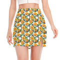 Yellow Watercolor Rose Print Side Slit Mini Skirt