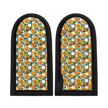Yellow Watercolor Rose Print Skillet Handle Cover