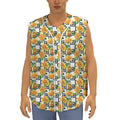 Yellow Watercolor Rose Print Sleeveless Baseball Jersey