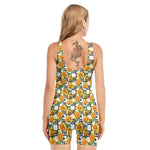 Yellow Watercolor Rose Print Sleeveless One Piece Swimsuit