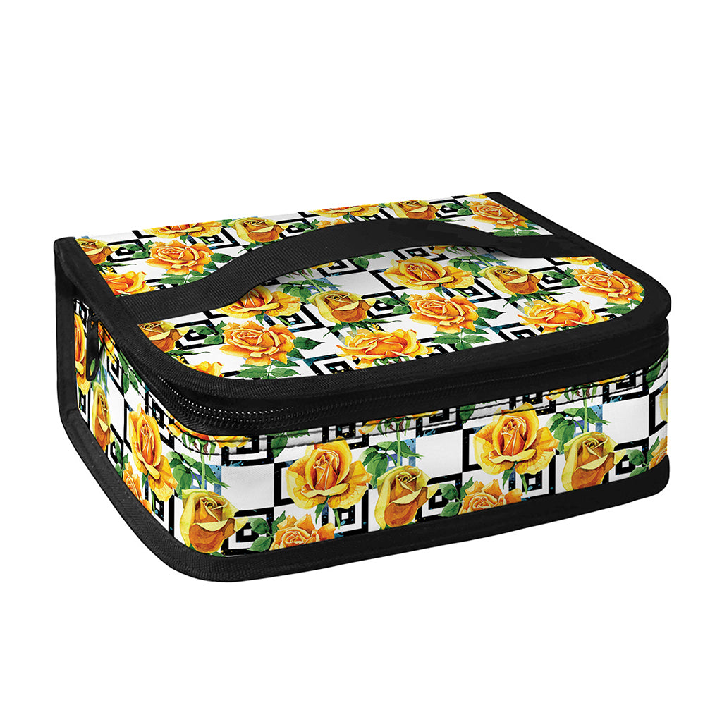 Yellow Watercolor Rose Print Small Lunch Bag