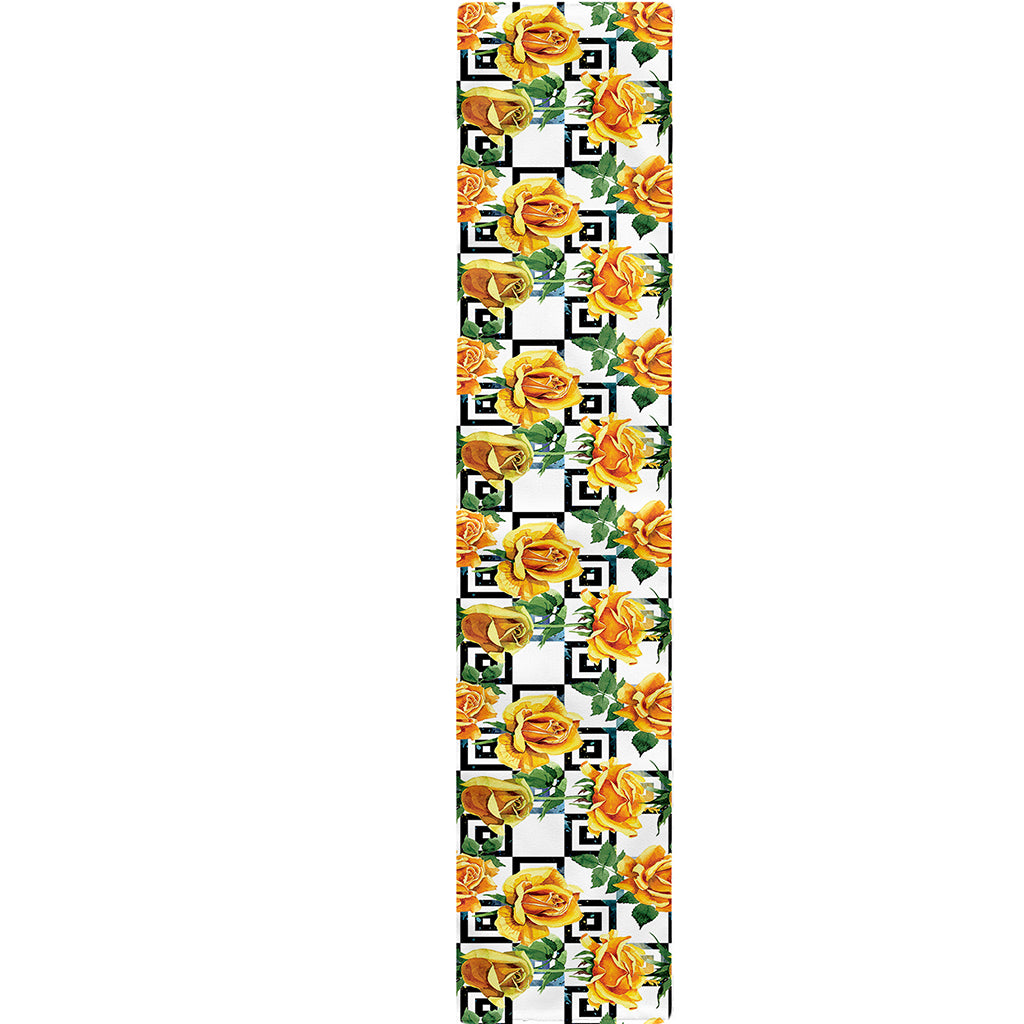 Yellow Watercolor Rose Print Table Runner