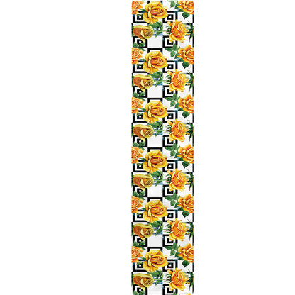 Yellow Watercolor Rose Print Table Runner