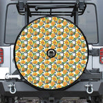 Yellow Watercolor Rose Print Tire Cover With Camera Hole