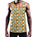 Yellow Watercolor Rose Print Men's Workout Tank Top