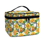 Yellow Watercolor Rose Print Travel Makeup Bag