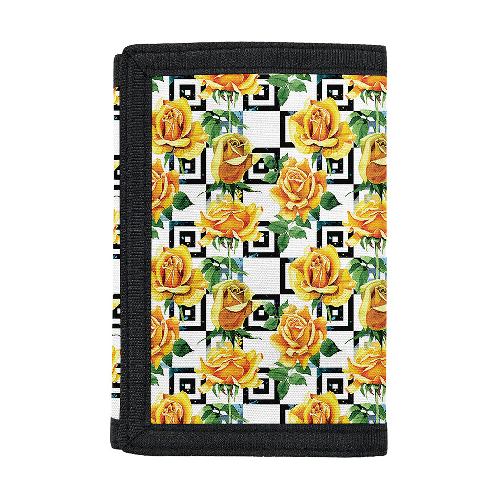 Yellow Watercolor Rose Print Trifold Wallet