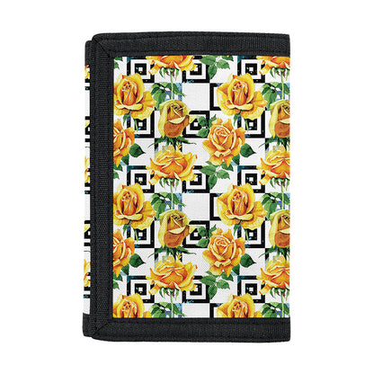 Yellow Watercolor Rose Print Trifold Wallet
