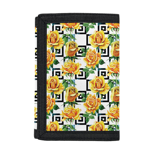 Yellow Watercolor Rose Print Trifold Wallet