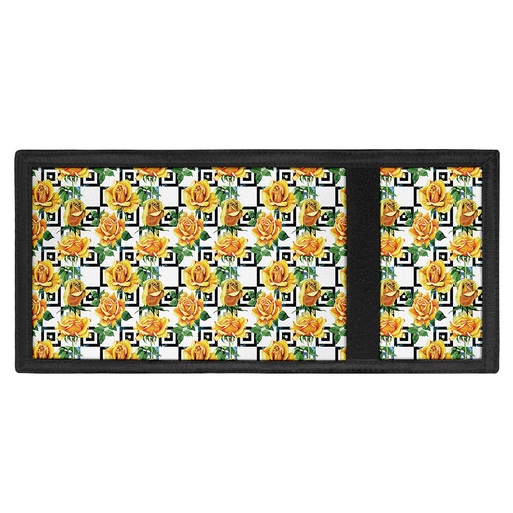 Yellow Watercolor Rose Print Trifold Wallet