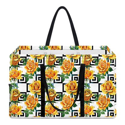 Yellow Watercolor Rose Print Utility Tote Bag