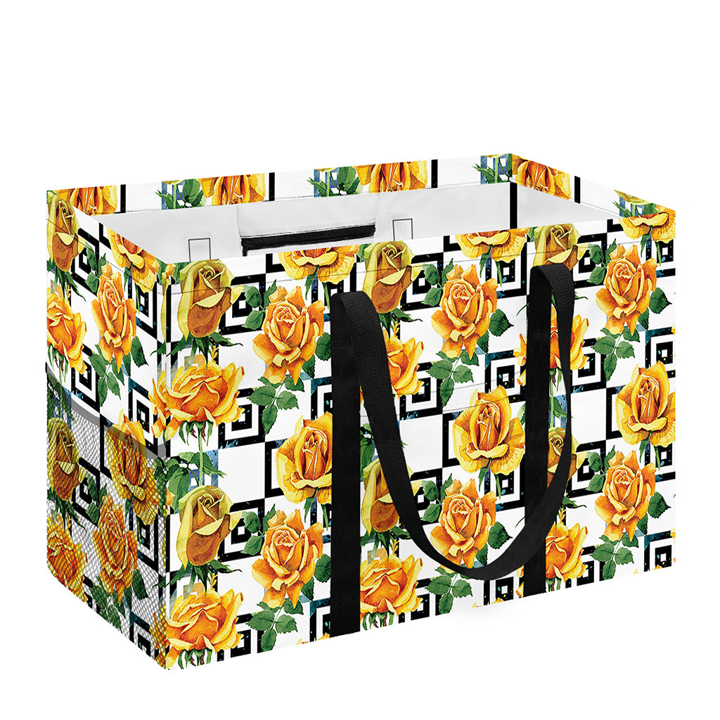 Yellow Watercolor Rose Print Utility Tote Bag
