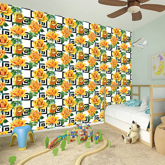 Yellow Watercolor Rose Print Wall Sticker