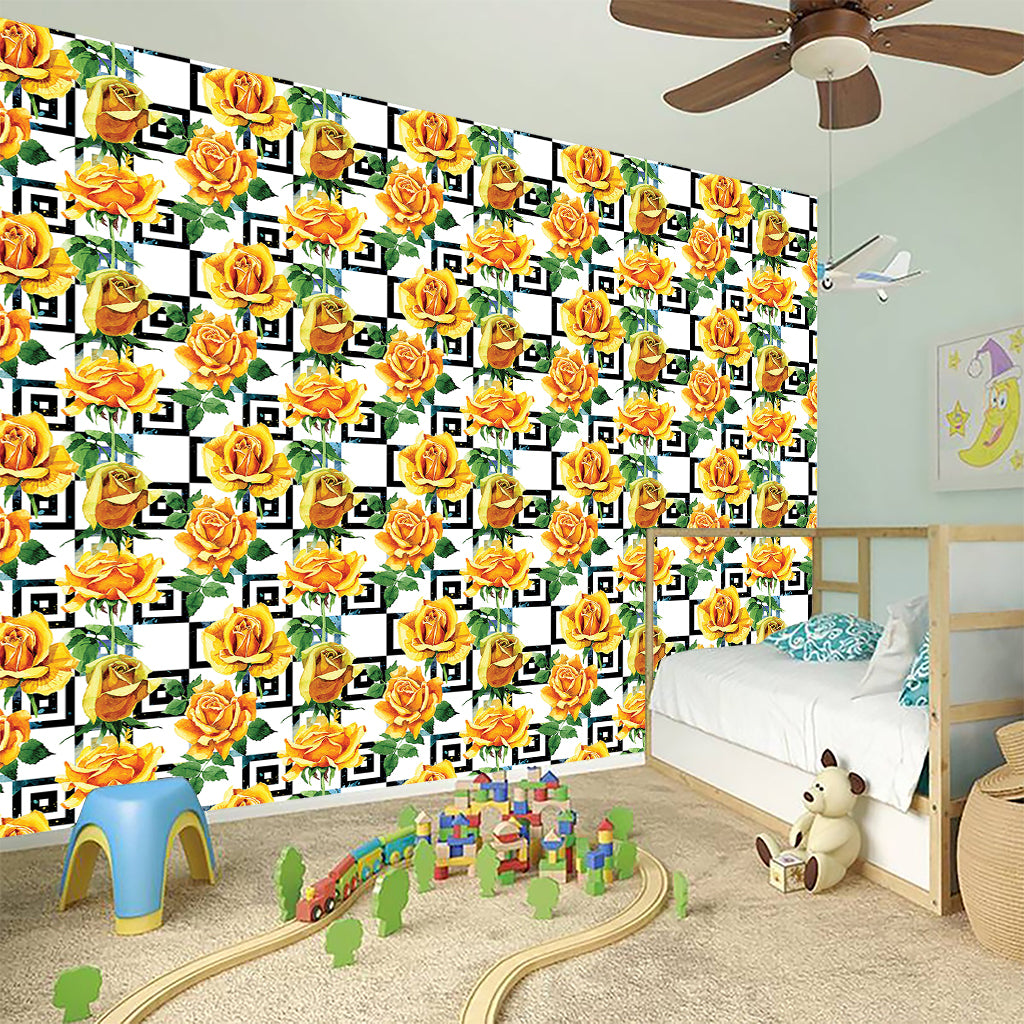 Yellow Watercolor Rose Print Wall Sticker