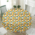 Yellow Watercolor Rose Print Waterproof Round Tablecloth
