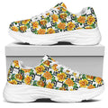 Yellow Watercolor Rose Print White Chunky Shoes
