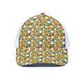 Yellow Watercolor Rose Print White Mesh Trucker Hat