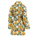 Yellow Watercolor Rose Print Women's Bathrobe
