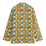Yellow Watercolor Rose Print Women's Blazer