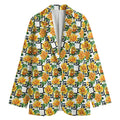 Yellow Watercolor Rose Print Women's Cotton Blazer