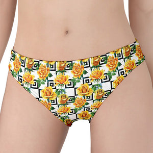 Yellow Watercolor Rose Print Women's Panties