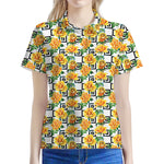 Yellow Watercolor Rose Print Women's Polo Shirt