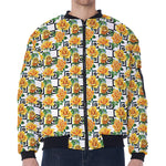 Yellow Watercolor Rose Print Zip Sleeve Bomber Jacket