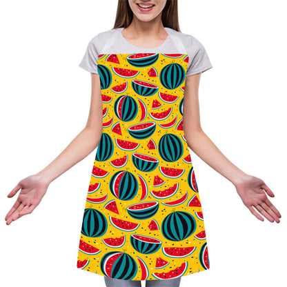 Yellow Watermelon Pieces Pattern Print Adjustable Apron