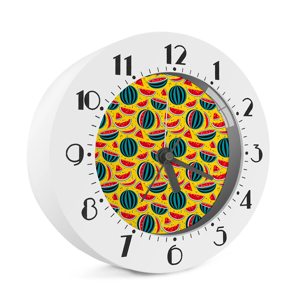 Yellow Watermelon Pieces Pattern Print Alarm Clock