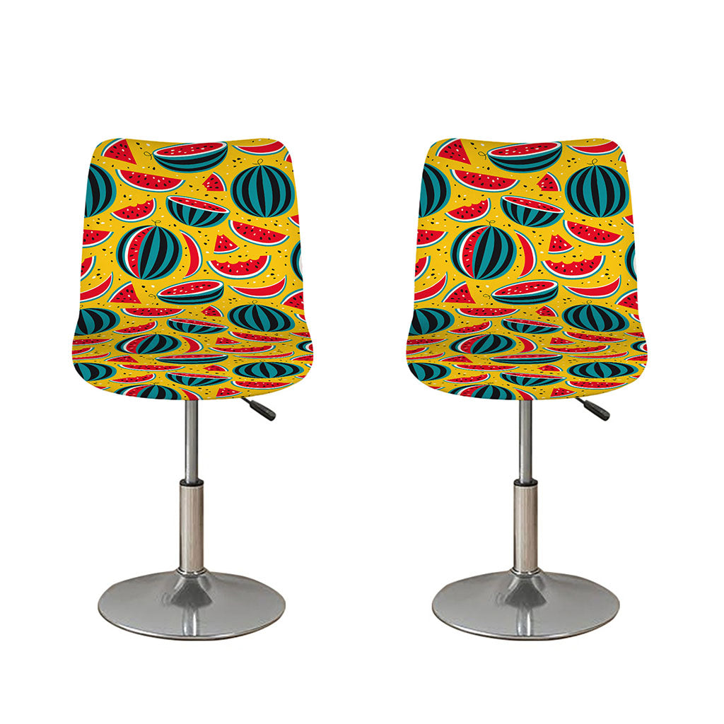 Yellow Watermelon Pieces Pattern Print Bar Stool Covers