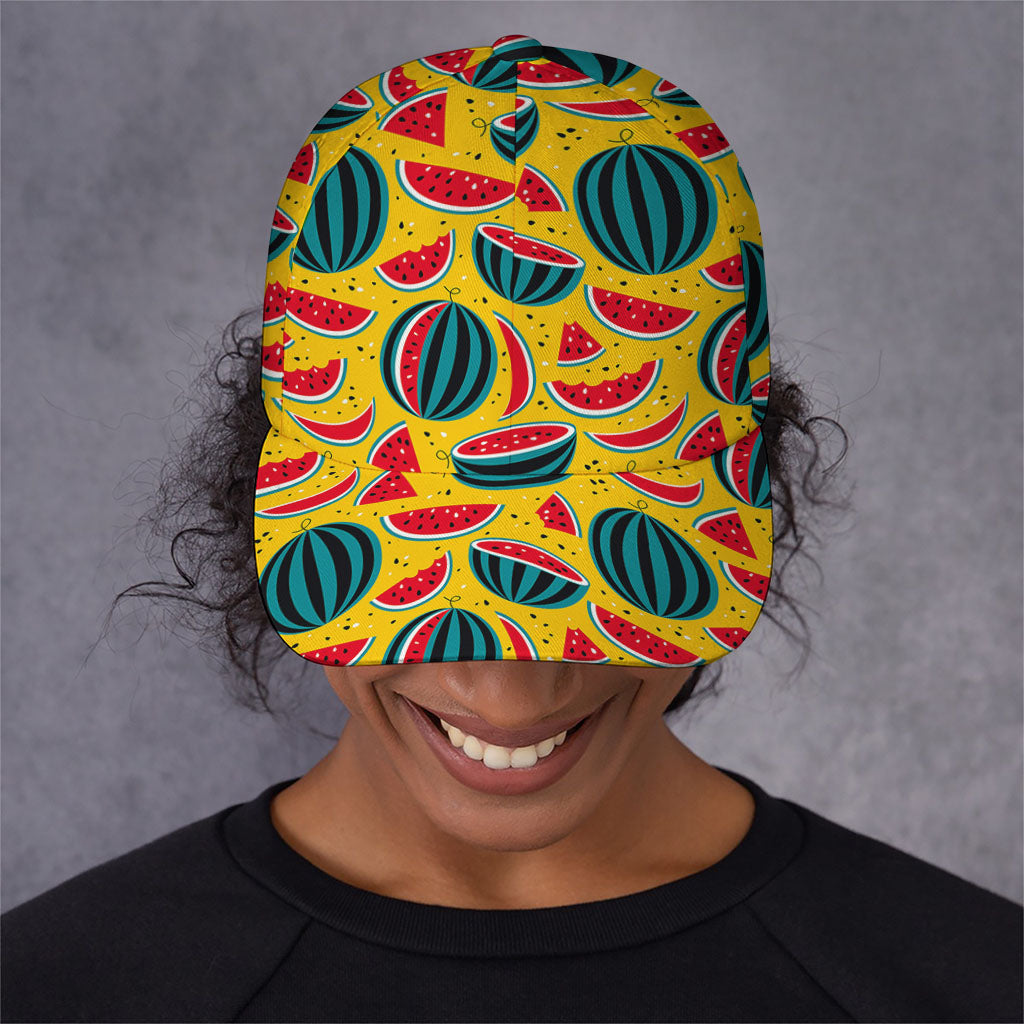 Yellow Watermelon Pieces Pattern Print Baseball Cap