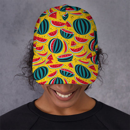 Yellow Watermelon Pieces Pattern Print Baseball Cap