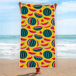 Yellow Watermelon Pieces Pattern Print Beach Towel