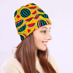 Yellow Watermelon Pieces Pattern Print Beanie